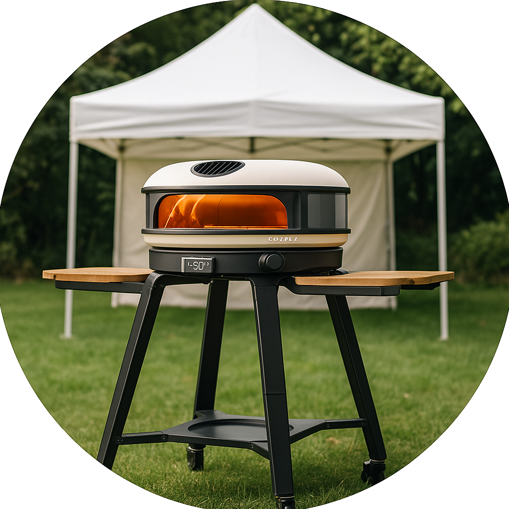 Pizzaofen mit Zelt